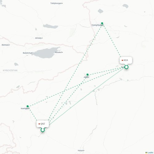 Mapa de vuelo directo Kasgar - Aksu