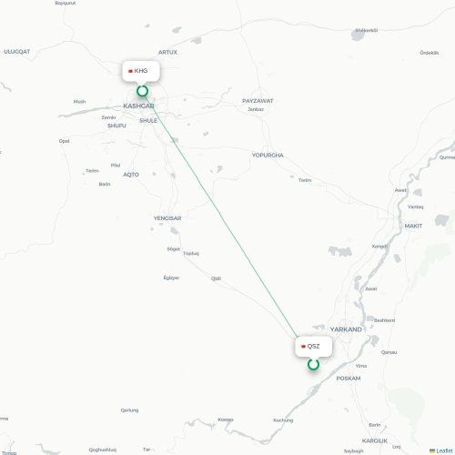 Mapa de vuelo directo Kasgar - Kasgar