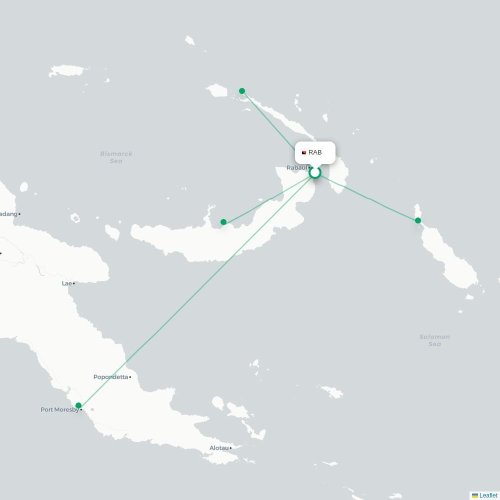 Mapa lotu bezpośredniego Rabaul – Buka