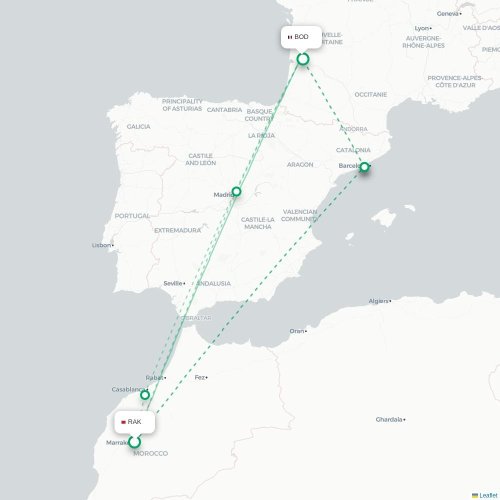 Marrakech - Bordeaux carte du vol direct