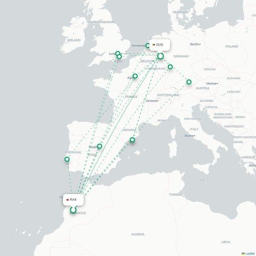 Marrakech - Düsseldorf carte du vol direct