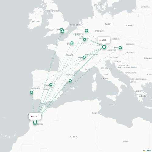 Marrakech - Munich carte du vol direct