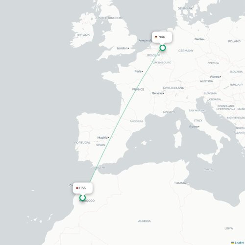 Marrakech - Weeze karta över direktflyg