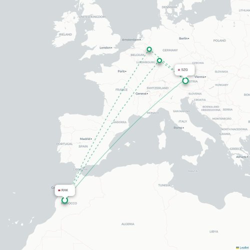 Marrakech - Salzbourg carte du vol direct