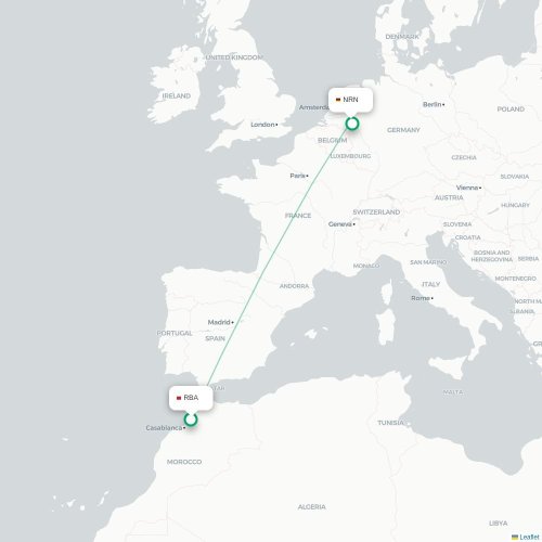 Rabat - Weeze karta över direktflyg