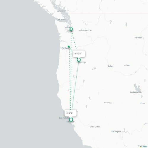 Mapa lotu bezpośredniego Redmond – San Francisco