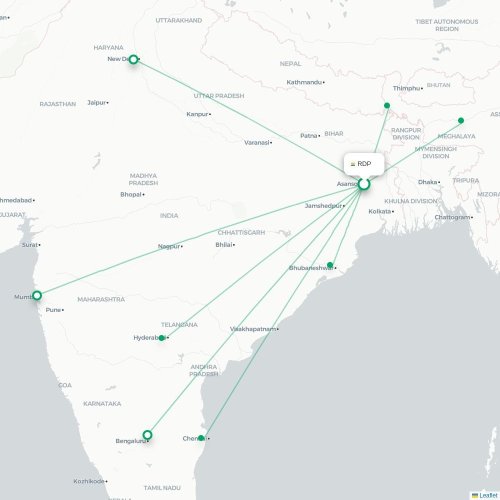Mapa lotu bezpośredniego Durgapur – Guwahati