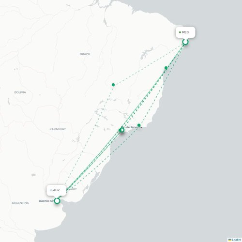 Mapa lotu bezpośredniego Recife – Buenos Aires
