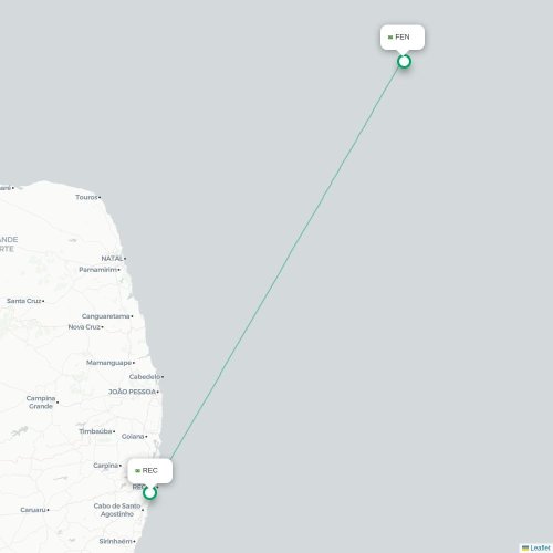 Recife -  karta över direktflyg