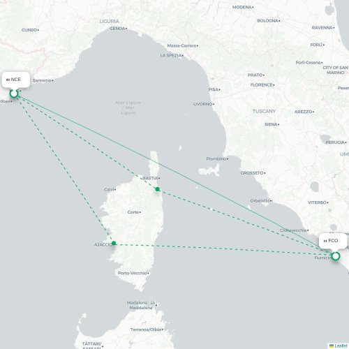 Mapa lotu bezpośredniego Reggio di Calabria – Rzym