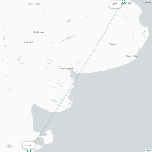 Mapa lotu bezpośredniego Trelew – Buenos Aires