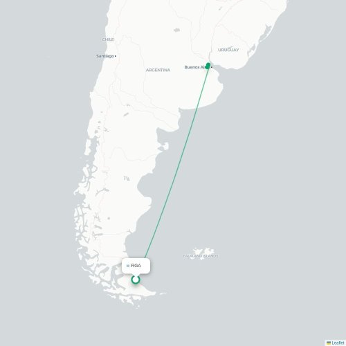 Mapa lotu bezpośredniego Rio Grande – Buenos Aires