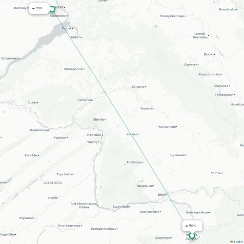 Mapa lotu bezpośredniego Gorno-Ałtajsk – Nowosybirsk