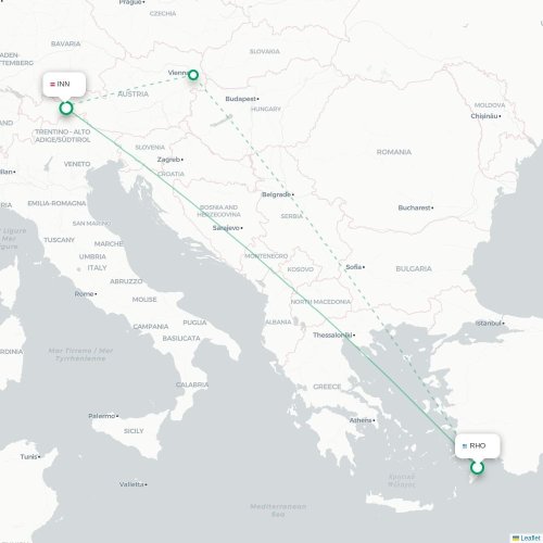 Rhodos - Innsbruck karta över direktflyg