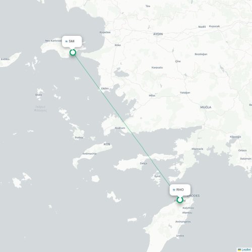 Rhodes - Samos carte du vol direct