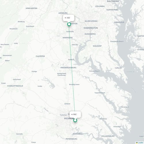 Richmond – Washington suoran lennon kartta