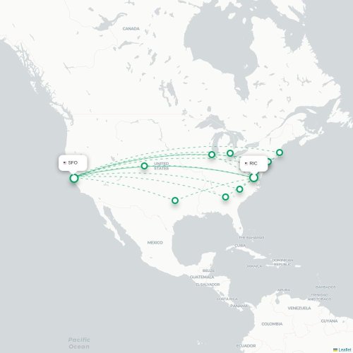 Mapa lotu bezpośredniego Richmond – San Francisco
