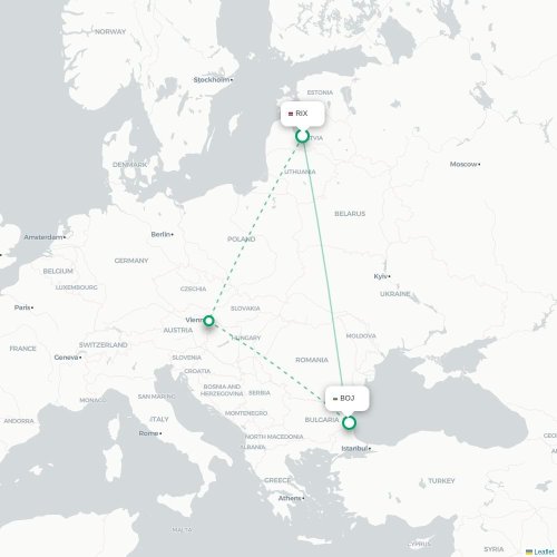 Riga - Bourgas karta över direktflyg