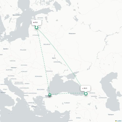 Riga -  karta över direktflyg