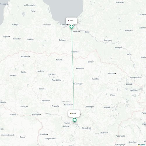 Riga - Kaunas karta över direktflyg