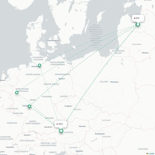 Riga - Salzburg karta över direktflyg