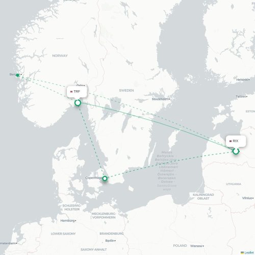 Riga - Torp karta över direktflyg