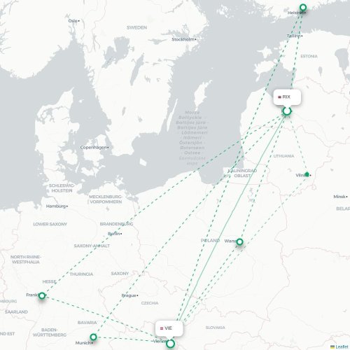 Riga - Wien karta över direktflyg