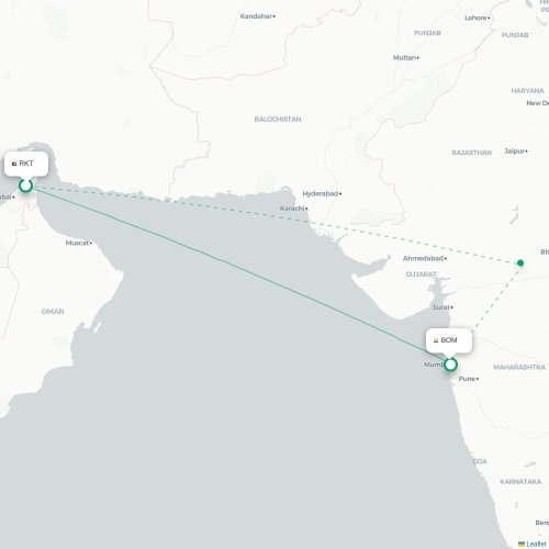 Mapa lotu bezpośredniego Ras al-Chajma – Mumbaj