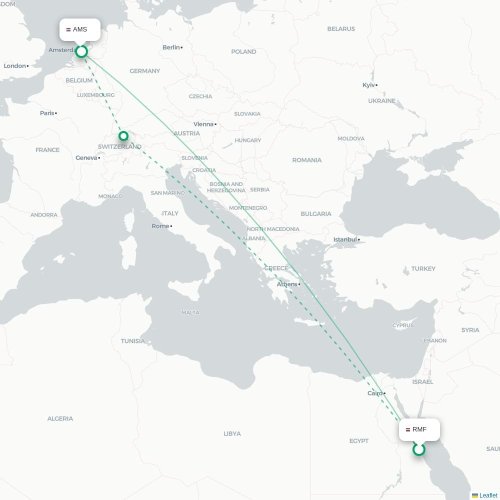 Mapa lotu bezpośredniego Marsa Alam – Amsterdam