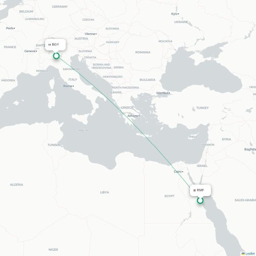 Mapa lotu bezpośredniego Marsa Alam – Bergamo
