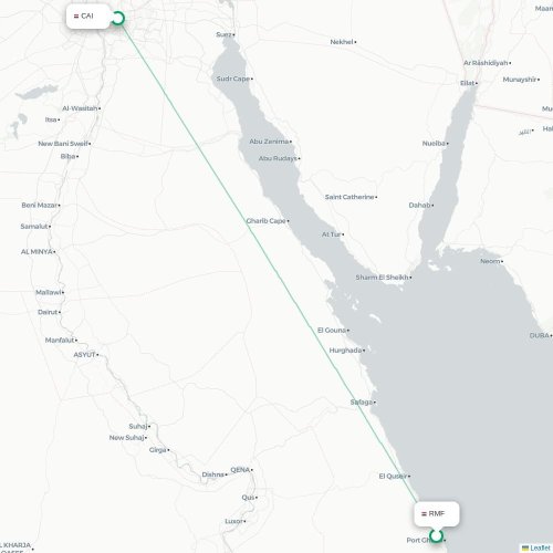 Mapa de vuelo directo Marsa Alam - El Cairo