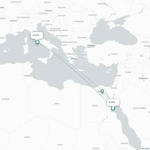 Mapa lotu bezpośredniego Marsa Alam – Rzym