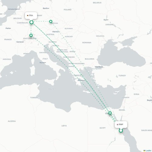 Mapa lotu bezpośredniego Marsa Alam – Frankfurt nad Menem