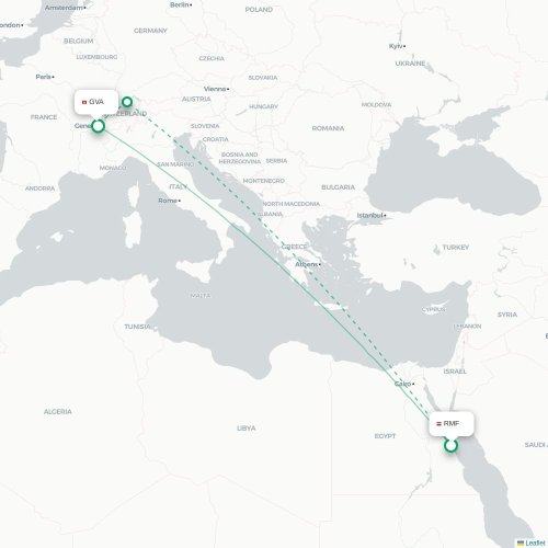 Mapa de vuelo directo Marsa Alam - Ginebra