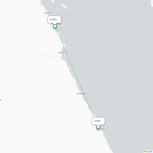 Mapa de vuelo directo Marsa Alam - Hurgada