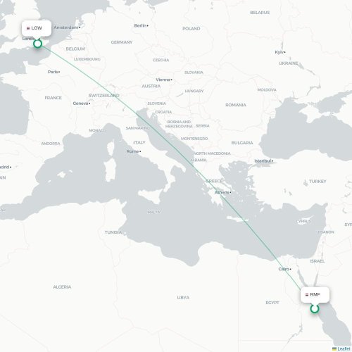 Mapa de vuelo directo Marsa Alam - Londres