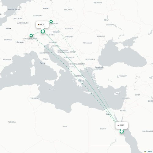 Mapa lotu bezpośredniego Marsa Alam – Monachium