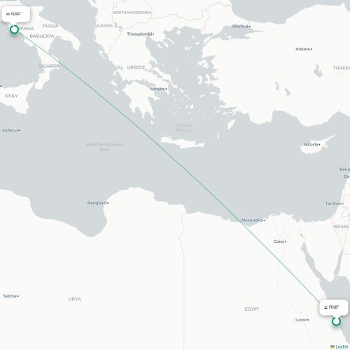 Mapa lotu bezpośredniego Marsa Alam – Neapol