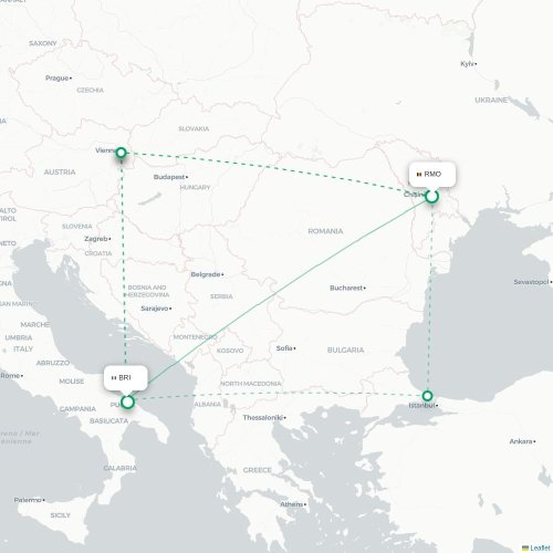 Mapa de vuelo directo Chişinău - Bari