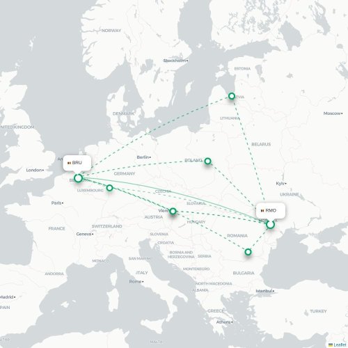 Chisinau - Brussels karta över direktflyg