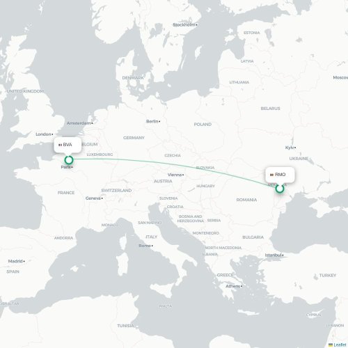 Mapa de vuelo directo Chişinău - París