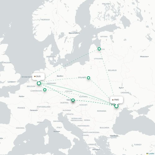 Mapa de vuelo directo Chişinău - Düsseldorf