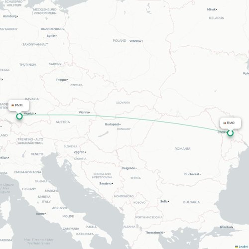 Mapa de vuelo directo Chişinău - Memmingen