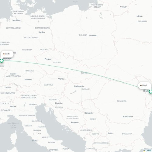 Mapa de vuelo directo Chişinău - Fráncfort