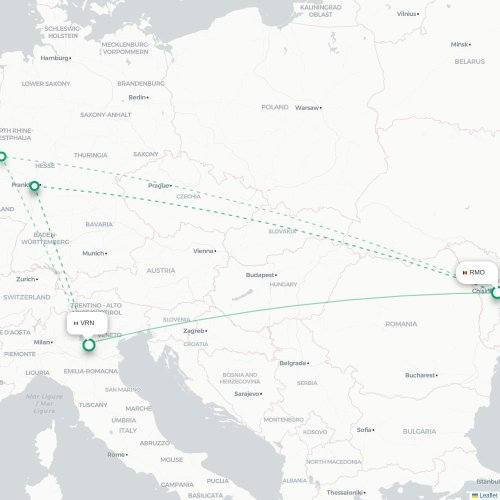 Mapa de vuelo directo Chişinău - Verona