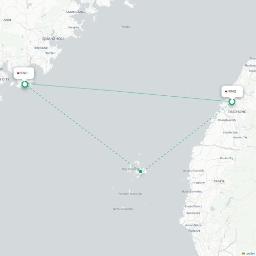 Mapa de vuelo directo Taichung - Jinhu Township
