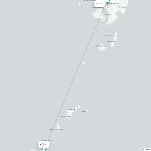 Mapa de vuelo directo Yoron - Kagoshima