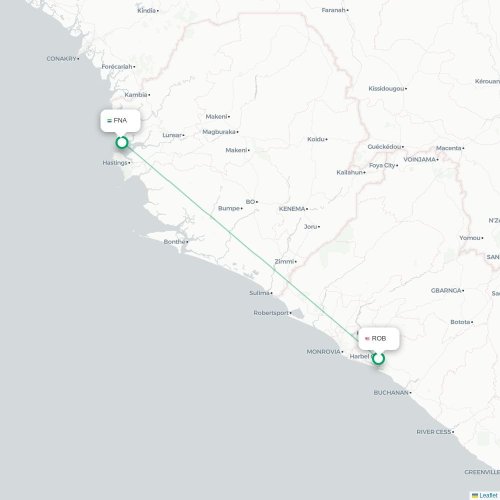 Monrovia - Freetown karta över direktflyg