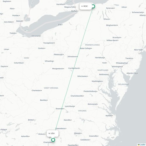 Mapa lotu bezpośredniego Rochester – Concord
