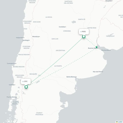 Mapa lotu bezpośredniego Rosario – San Martin de los Andes